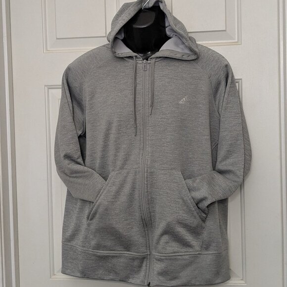 adidas Men's Standard Essentials Full-Zip Hoodie Size XL Gray - Picture 2 of 10
